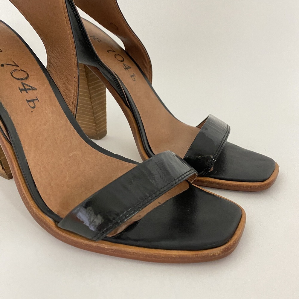 Anthropologie No 704b Almada Black Ankle Strap Patent Leather Size 39.5M Heels - Picture 2 of 14